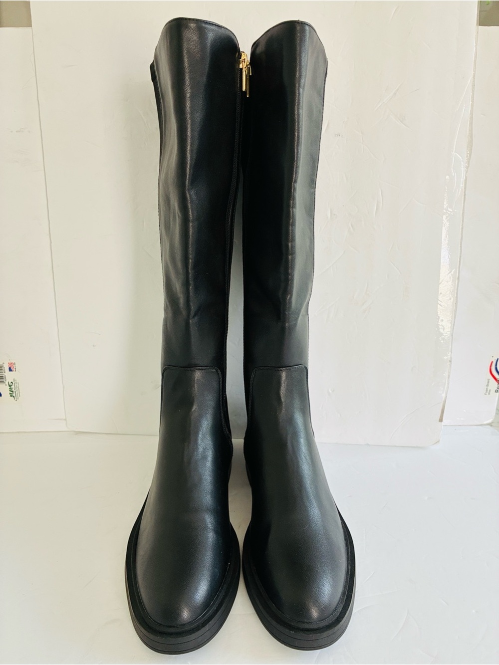 Kenneth Cole Reaction Anabelle Tall Rubber Sole Stacked Heel Riding Boot Size 12 - Picture 7 of 10